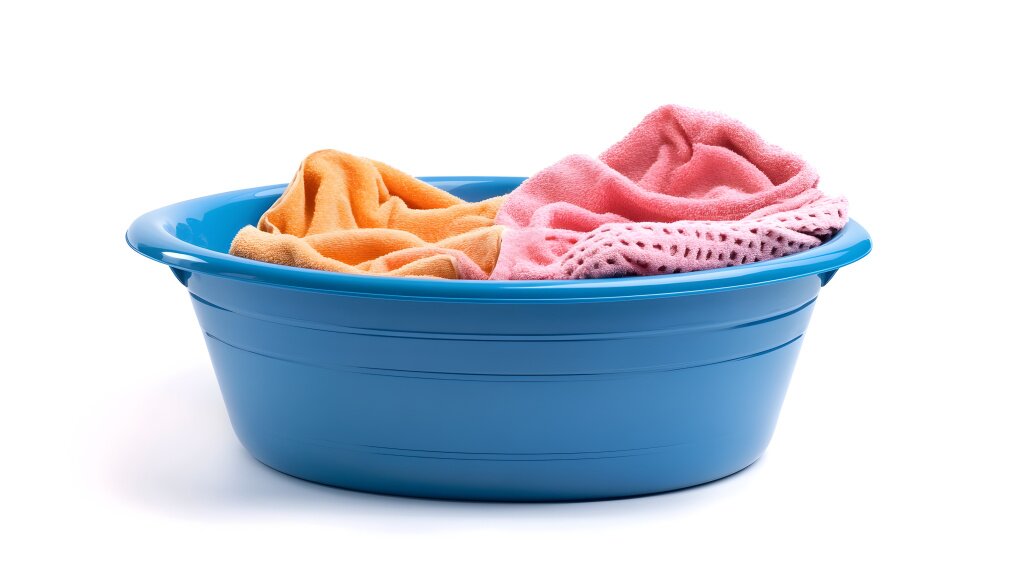 таз colorful-laundry-items-blue-wash-basin-household-chores.jpg