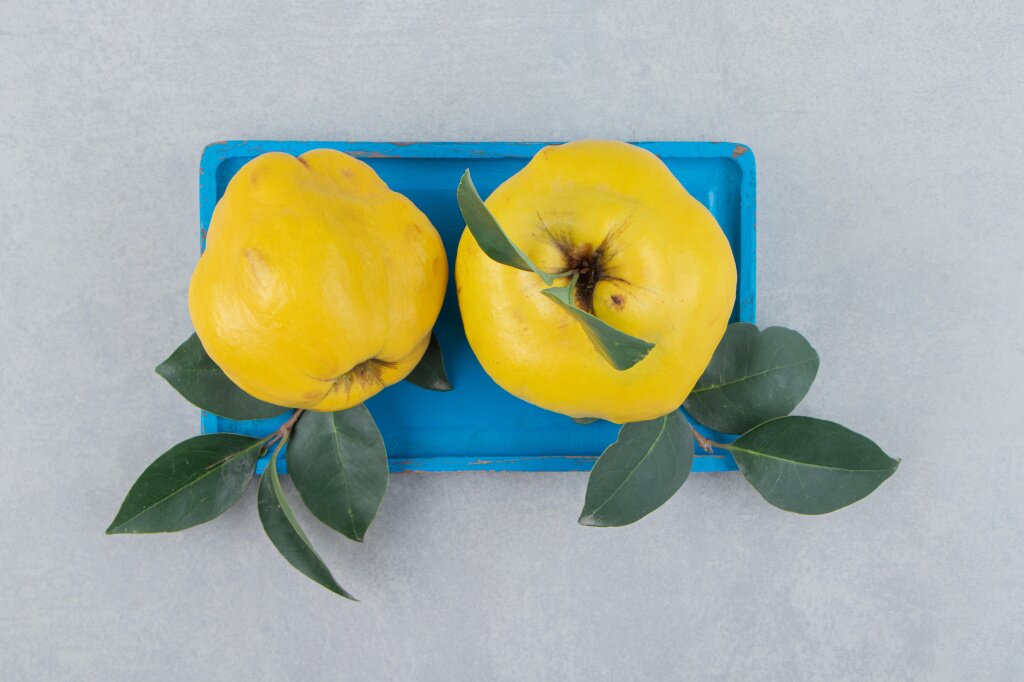 whole-ripe-quinces-with-leaves-blue-plate.jpg