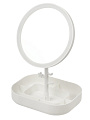 Зеркало настольное, 27.5х17.5 см, круглое, с подставкой, белое, Y4-11527 - фото 2