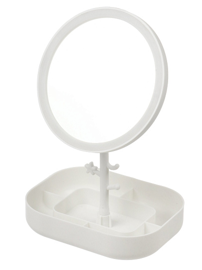 Зеркало настольное, 27.5х17.5 см, круглое, с подставкой, белое, Y4-11527