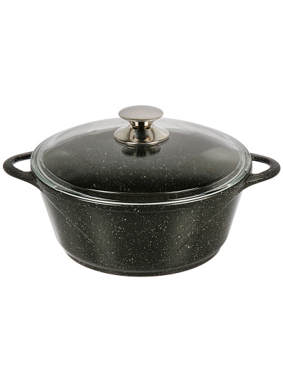 Кастрюля алюминий, антипригарное покрытие, 4 л, крышка стекло, Горница, Гранит Induction, Ик2633аг, индукция