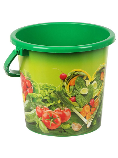Ведро пластик, 10 л, хозяйственное, ВМС, Зеленая грядка, ВР-5967