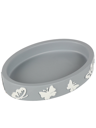 Мыльница настольная, Бабочки на сером, полистоун, 12.7х9.2х2.2 см, BRE0878AA-SD