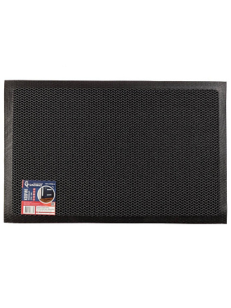 Коврик грязезащитный влаговпитывающий, 43х68 см, прямоугольный, полиэстер, серо-черный, EKM-01