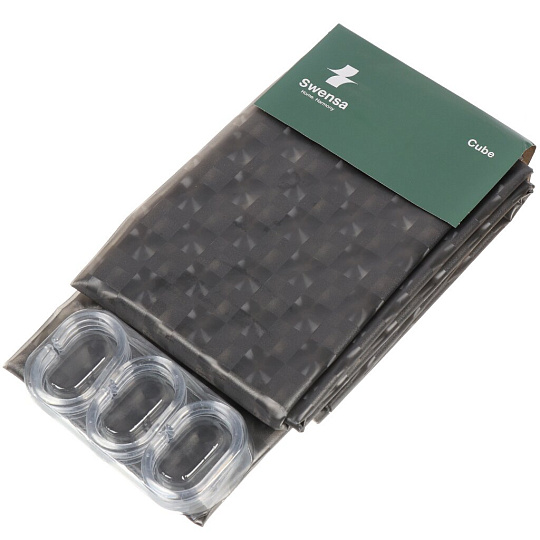 Штора для ванн 180х200 см, полиэстер, Swensa, ЕВА CUBE, серая, SWC-60-04