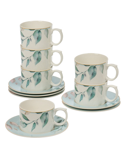 Набор чайный фарфор, 12 предметов, на 6 персон, 230 мл, Jewel, Оливи, ПС0020-09