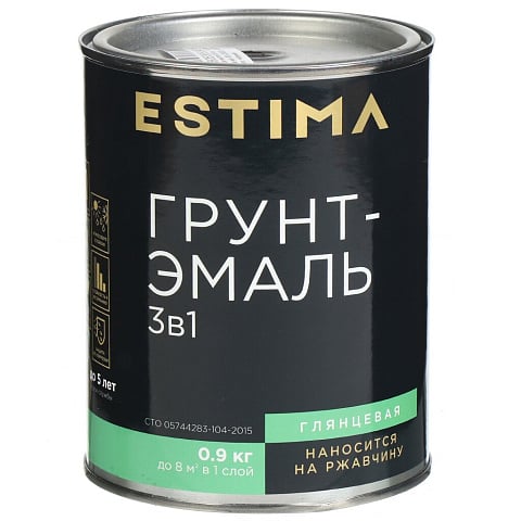 Грунт-эмаль Estima, по ржавчине, алкидная, черная, 0.9 кг