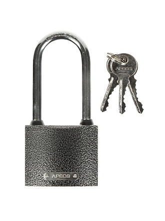 Замок навесной Apecs, PD-01-63-L, МВС-126-01, цилиндровый, с удлиненной дужкой, 3 ключа