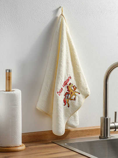 Полотенце кухонное 40х70 см, 100% полиэстер, микрофибра, Dinosti, Спешу поздравить!, Россия