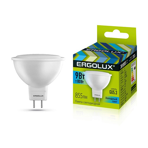 Лампа светодиодная JCDR 9Вт GU5.3 4500K 180-240В Ergolux LED-JCDR-9W-GU5.3-4K
