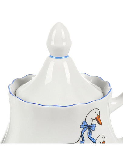 Чайник заварочный фарфор, 0.8 л, Добрушский фарфоровый завод, Гуси, Романс, 3С1776/1Ф34