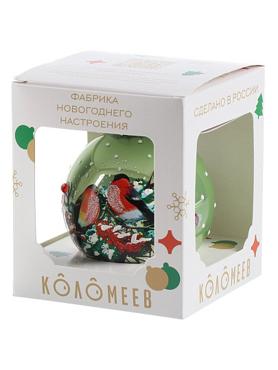 Елочный шар Зимние птицы-2, 8 см, в подарочной упаковке, КУ-80-234040