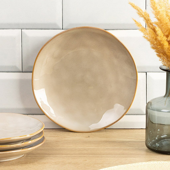 Тарелка обеденная, керамика, 4 шт, 22 см, круглая, Идель, Daniks, ST2240