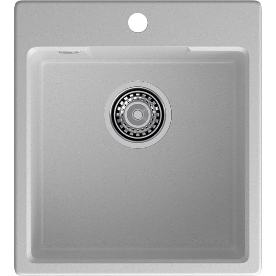 Мойка кухонная врезная, GranFest, Urban, кварцевый песок, 440х490 мм, одна чаша, серая, GF-UR-644