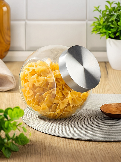 Банка для сыпучих продуктов, стекло, 1.6 л, с крышкой, Daniks, Манхеттен, Y6-6493