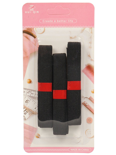 Набор бельевых резинок, черные 3шт, 80Х1.5см, A180036