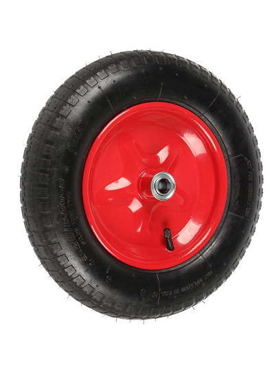 Колесо для тачки резина PR, без колпачка на ниппеле, 3.25-8, втулка D20 мм, Мастер Инструмент