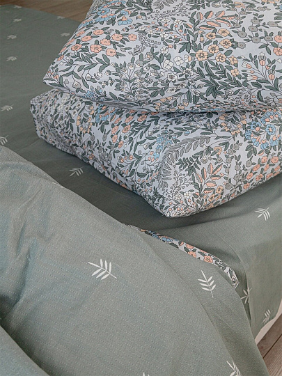 Постельное белье 1.5-спальное, простыня 150х215 см, 2 наволочки 70х70 см, пододеяльник 145х215 см, Майская ночь, бязь, Глэйд