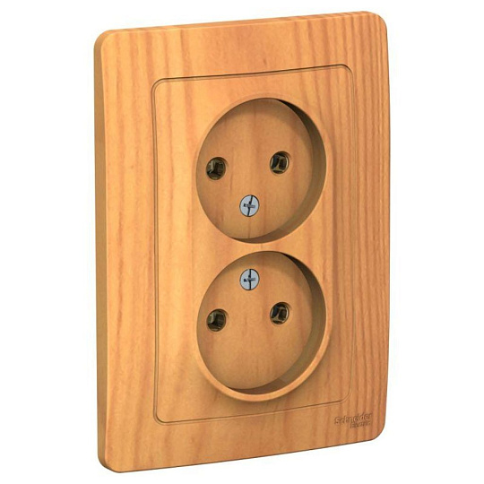 Розетка 2-м СП Blanca 16А IP20 250В без заземл. без защ. шторок ясень SchE BLNRS000025