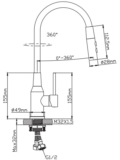 Смеситель для кухни, Diadonna, с картриджем, D46-0013LY
