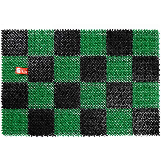 Коврик грязезащитный, 54х81 см, прямоугольный, пластик, черно-зеленый, Травка, Darel, 50224