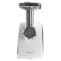 Мясорубка электрическая Pioneer, MG109, 1800 Вт, реверс, 1.8 кг/мин, металл, пластик, 4 насадки, для колбасок, терки, с отсеком для хранения насадок, белая - фото 4