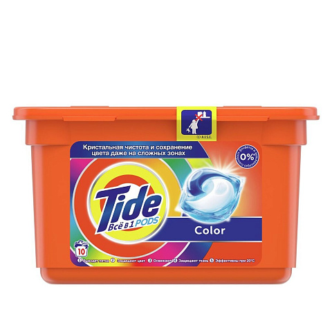 Капсулы для стирки Tide, Color, 10 шт, капсула 22.8 г