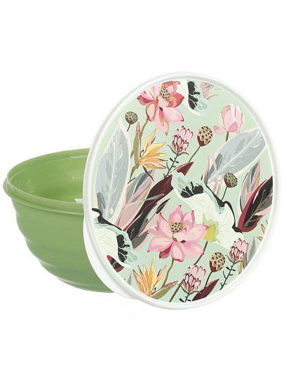 Набор мисок пластик, круглый, 3 шт, 23.7х10.9 см, 3.2 л, 1.1, 2.1, 3.2 л, с крышкой, Latina, Homver, 222133818/08, зеленый