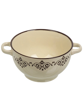 Бульонница керамика, 650 мл, с ручкой, Орнамент, ТМ Глория, 4031, в ассортименте