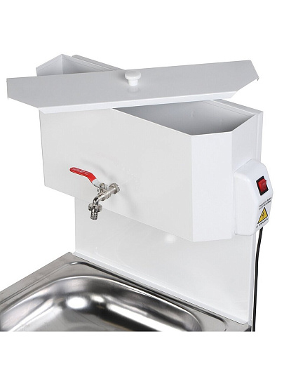 Умывальник металл, с водонагревателем, с мойкой, нержавеющая сталь, 17 л, белый