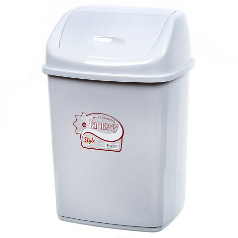 Контейнер для мусора пластик, 18 л, прямоугольный, плавающая крышка, серый, DDStyle, Sympaty, 09403