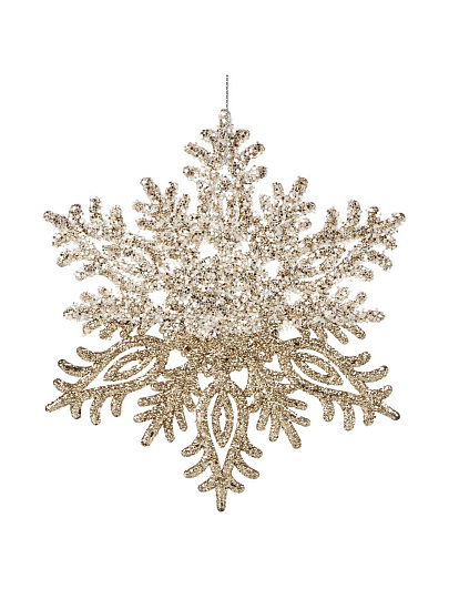 Елочное украшение Снежинка, шампань, 15 см, пластик, Y4-9390