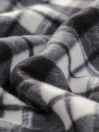 Плед 130х170 см, флис, 100%пэ, 180г, Черно-белая клетка