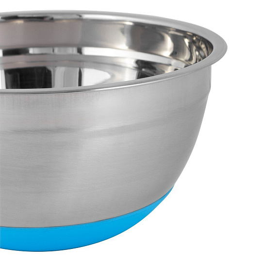 Миска походная, нержавеющая сталь, 20 см, силиконовое дно, круглая, голубая, Kamille, 4347