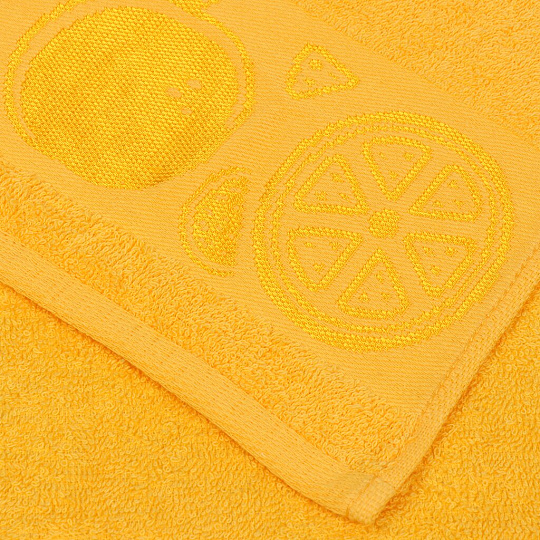 Полотенце кухонное махровое, 35х60 см, 100% хлопок, Вышневолоцкий текстиль, Жаккард Бордюр Фрукты, янтарное, 403, Россия, 00000014104