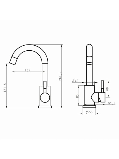 Смеситель для кухни, Антей, Руда, с картриджем, 697010-ANT