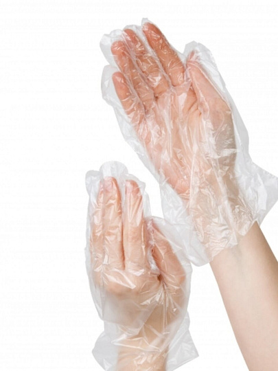 Перчатки полиэтилен, одноразовые, 100 шт, комплект 50 пар, размер M, средний, 12 микрон