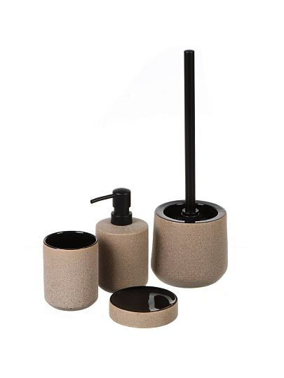 Дозатор для жидкого мыла Камень, керамика, 8х16 см, 380 мл, бежевый, CE2470AA-LD