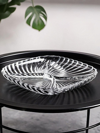 Менажница стекло, 24 см, 4 секц, SANTA, Kaveh, PD1115GCL