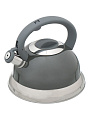 Чайник нержавеющая сталь, 2.8 л, со свистком, зеркальный, ручка с силиконовым покрытием, Daniks, серо-голубой, M-015 - фото 2