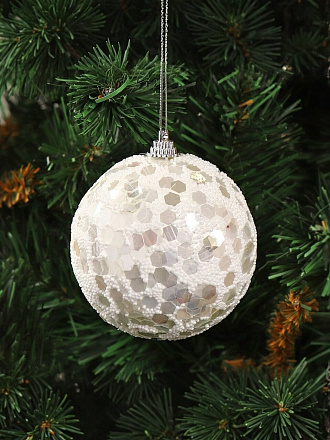 Елочный шар белый, 8 см, SYPMQF-1122139