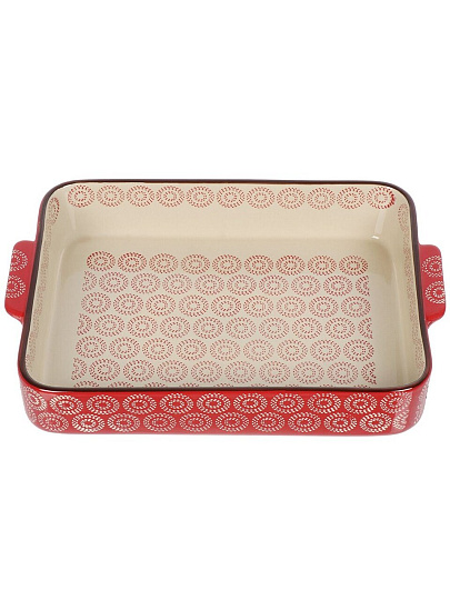 Форма для запекания керамика, 35х24.5х6.5 см, 3 л, фигурная, Круги на красном, Y6-10300