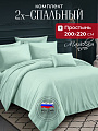Постельное белье 2-спальное, простыня 200х220 см, 2 наволочки 50х70 см, пододеяльник 175х215 см, Майская ночь, страйп-полисатин, мятное, 22/003-PSS/MAY