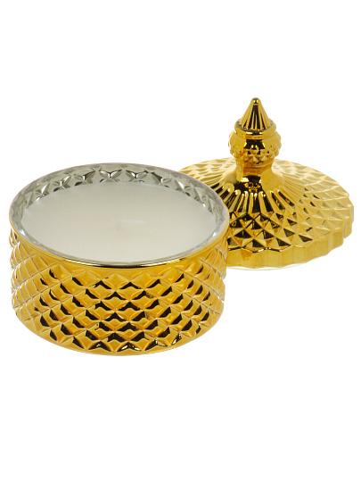 Свеча воск, в стеклянной банке, 8х10 см, 100гр, золото, Шейх