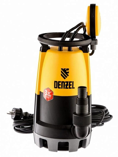 Насос дренажно-фекальный, Denzel, 450 Вт, глубина погружения 7 м, максимальный напор 6 м, 12 м³/ч, DP-450S