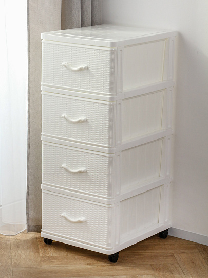 Комод 4 ящика, Дюна, 40х50х94 см, белый, 04014, Dunya Plastik