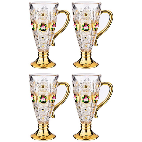 Набор из 4-х кружек lefard gold glass 250 мл. высота=16,5 см. 195-153