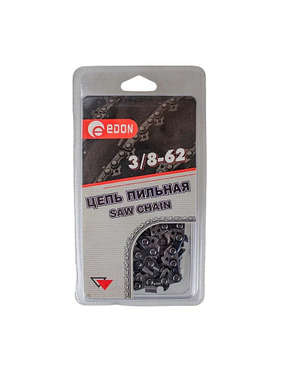 Цепь пильная Edon, 3/8-1.3-62, шаг цепи 3/8 '', 1.3 мм, 62 звена, 45 см (18"), 15603