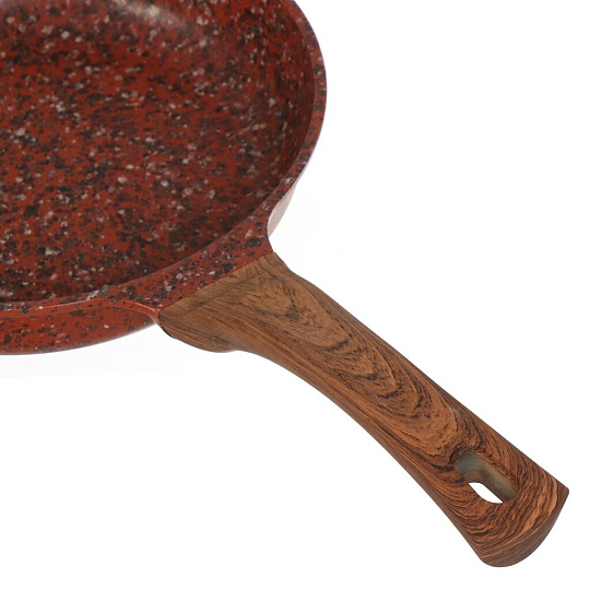 Сковорода алюминий, 24 см, антипригарное покрытие, Гурман, Granite Red, красная, ручка под дерево, ГМ2401 ГР