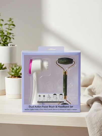 Набор для ухода за лицом, полимер, камень, щетка для умывания и роликовый массажер, в ассортименте, Y4-11509